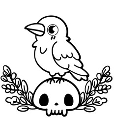simple spooky cartoon crow on a skull - layered cut file - divider spooky halloweeen
