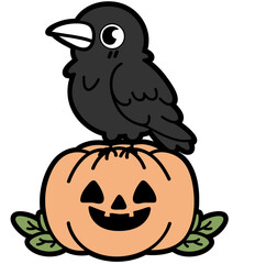 cute halloween crow - layered cut file - spooky clip art