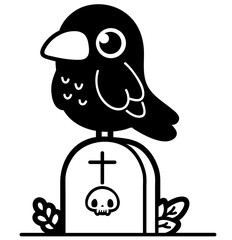 cute halloween crow - layered cut file - spooky clip art