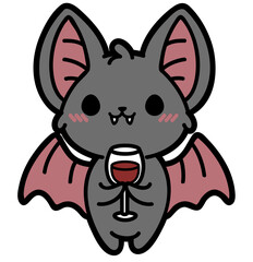 cute cartoon bat drinking wine - layered cut file - halloween spooky sticker