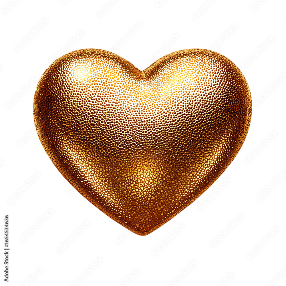 Poster golden textured heart shape isolated on transparent png isolated background