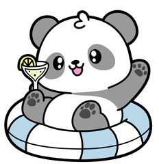 cute panda on a floaty - layered cut file - summer clip art