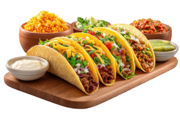 Taco platter with various fillings and sides