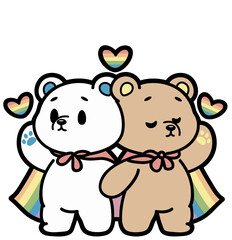 Fototapeta premium cute pride bear couple