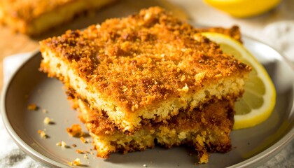Homemade Lemon Crumb Bars with Fresh Citrus Slice.