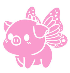 cute piglet with butterfly wings