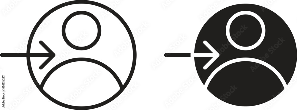 Fototapete two simple user interface icons depicting user input or profile access. line art and solid black ver
