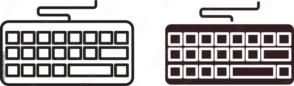 Poster two simple keyboard icons, one black and one white, isolated on white background. perfect for app de