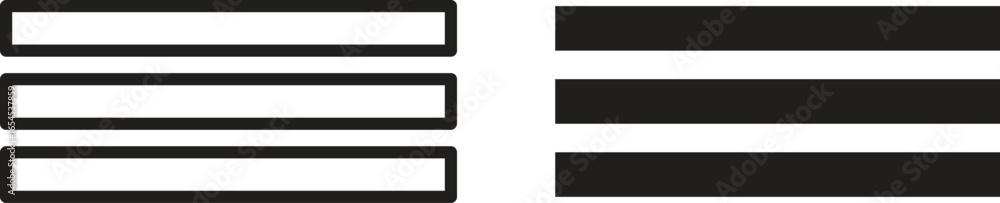 Poster graphic design element featuring three black rectangles alternating with white rectangles isolated o