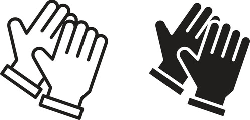Obraz premium Simple graphic of two gloves, one black and one line art, isolated on white.