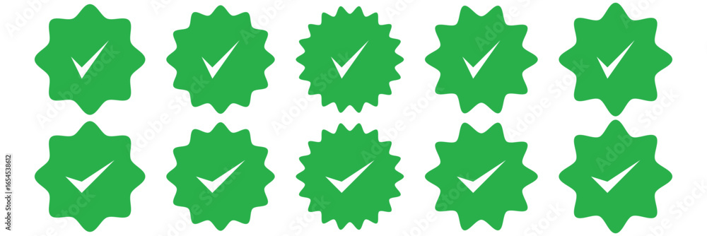 Poster green checkmark, green tick, check mark icon button set. tick mark with checkbox icon. green checkma