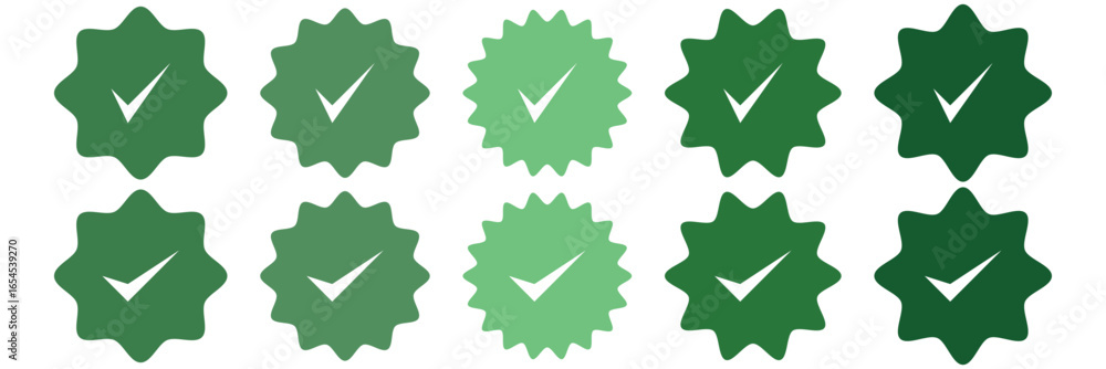 Aufkleber green checkmark, green tick, check mark icon button set. tick mark with checkbox icon. green checkma