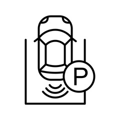Intelligent Parking Assist System Icon Vector Illustration Line Version