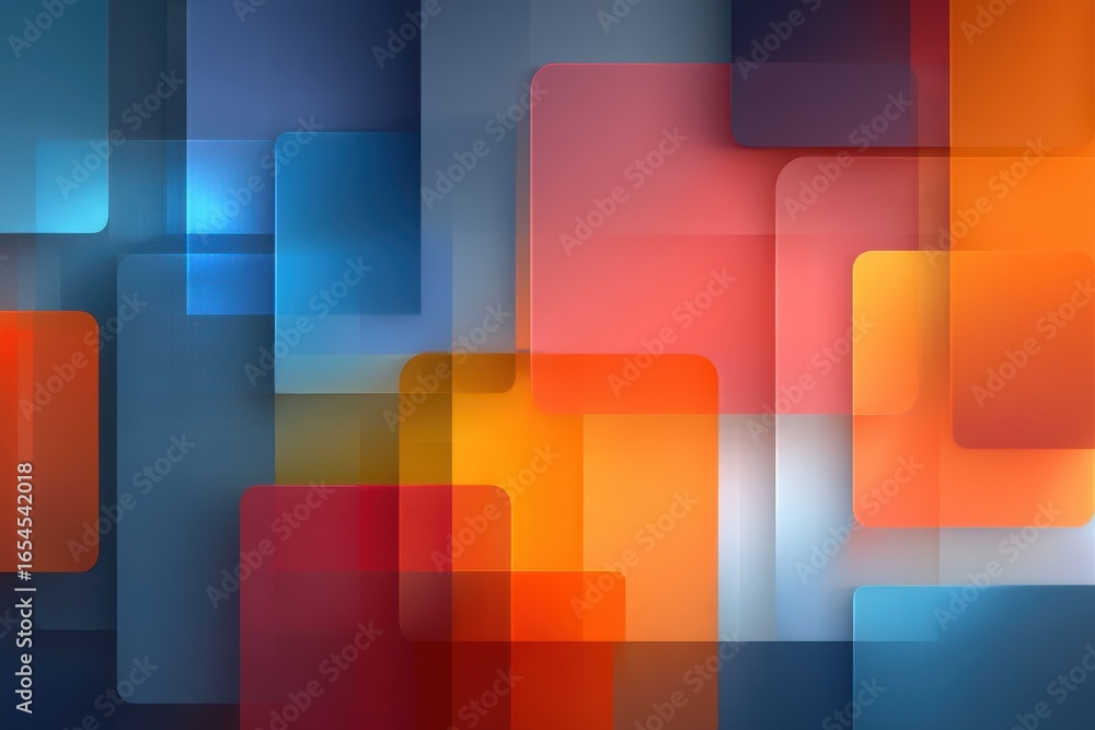 Poster abstract geometric shapes in vibrant colors forming overlapping modern patterns