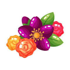 Obraz premium Traditional Indian bouquet for festive decor Illustration on White Background