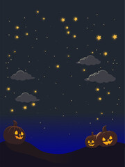 Fototapeta premium Halloween Pumpkins Under a Starry Night