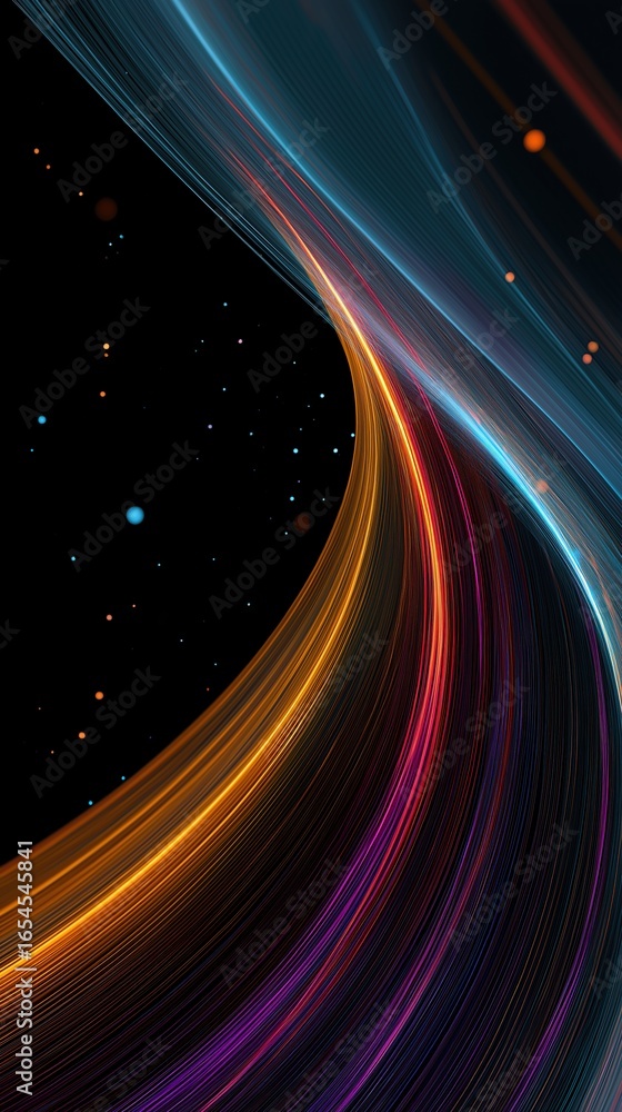 Poster abstract curved technology background, flowing digital lines and dynamic wave pattern for futuristic