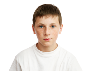 Serene Young Boy on Transparent Background