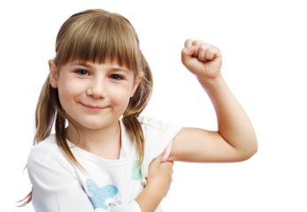 Smiling Girl Flexing Arm