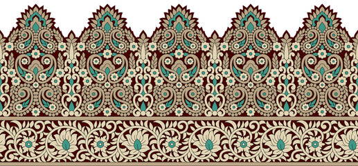 Seamless Paisley Indian Silky and Abstract boder	