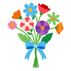 Vector art illustration of a vibrant bouquet of cut wildflowers