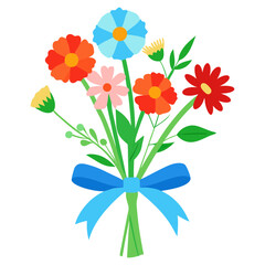 Vector art illustration of a vibrant bouquet of cut wildflowers