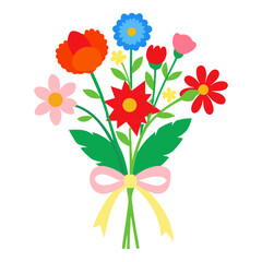 Vector art illustration of a vibrant bouquet of cut wildflowers