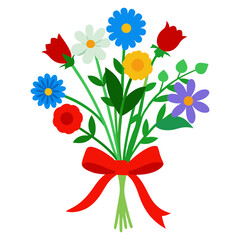 Vector art illustration of a vibrant bouquet of cut wildflowers