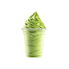 Refreshing Matcha Green Tea Soft Serve Ice Cream in a Plastic Cup