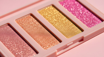 Fototapeta premium Close-up of Eyeshadow Palette with Glittering Shades