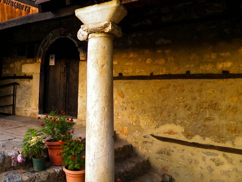 Ancient lonic column. Ochrid City, Macedonia.