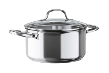 Stainless steel saucepan with glass lid