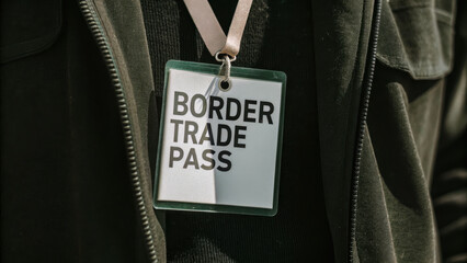 Border trade pass displayed on lanyard around neck, symbolizing access and identification in trade activities