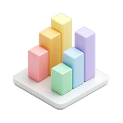 Pastel-colored bar graph on a white base