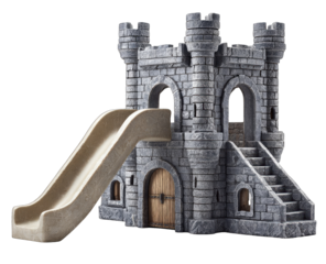 Playful castle slide structure