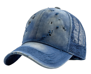 Distressed denim baseball cap with mesh back (3)