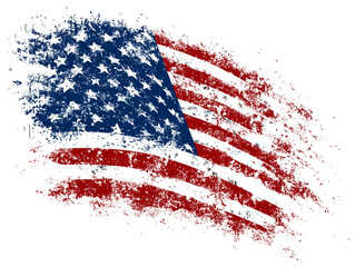  Rough Vintage American Flag with Grunge Texture White Background PNG