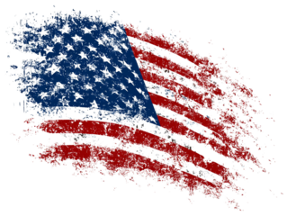  Rough Vintage American Flag with Grunge Texture White Background PNG