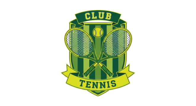Tennis Club badge with rackets and ball isolated PNG with Transparent Background