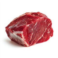 Fototapeta premium A raw beef cut with rich red color, ready for cooking. The meat showcases its natural textures and marbling.