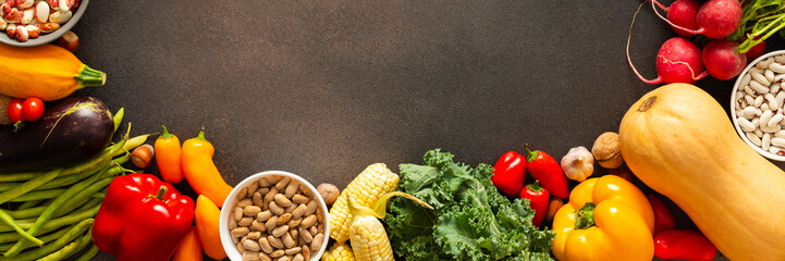 Ripe fresh organic seasonal vegetables from an autumn farm harvest, organic seasonal vegetables