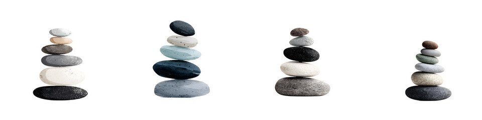 Fototapeta premium Zen Stone Stacks Collection: Balancing Rocks for Meditation and Wellness