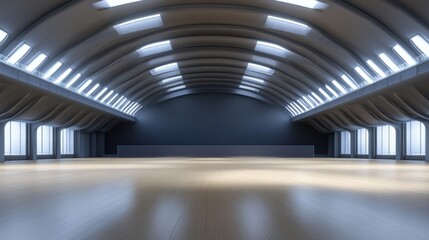 Modern Spacious Indoor Hall with Natural Light and Sleek Design