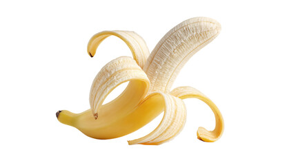 Fresh Ripe Banana Half Peeled Showing Yellow Fruit