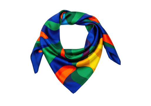 Colorful abstract patterned silk scarf isolated on transparent background