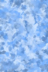 Blue sky with clouds. Blue abstract textured watercolor or acrylic on vertical background. Wallpaper, banner, presentation, card, etc.