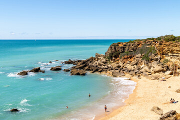 beach area full of coves known as Calas de Rocge in Conil de la Frontera, Cadiz