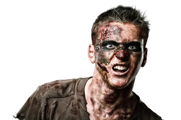 Fierce Zombie Portrait on Transparent Background