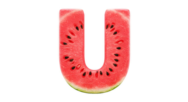 Letter U made of watermelon isolated on white background - Powered by Adobe