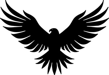 Black silhouette of an eagle flying with wings fully spread